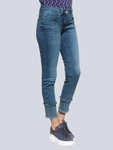 Jeans met siersteentjes aan de zoom Alba Moda Blauw