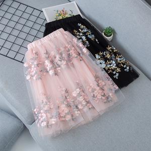 SaraMart Middle and small children girls skirts spring and autumn new embroidered mesh skirts fashion girls skirts