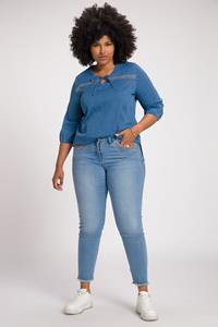 Ulla Popken Regular-fit-Jeans »Jeans Sarah konisches Bein Fransensaum Stickerei«