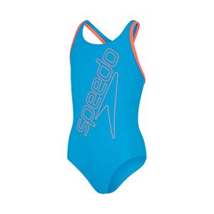 Speedo Boom Logo Placement Flyback Badeanzug Blau/Rot für Mädchen