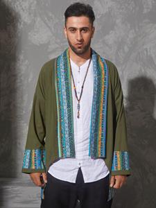 SaraMart Ramadan YOINS men's ethnic style stitching pattern printing design long-sleeved cardigan retro style simple casual irregular tops daily spring and au