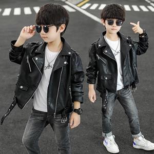 SaraMart Kinder Herbst Lederjacke neue koreanische Casual Fashion Trend Persönlichkeit vielseitige Jungen und Mädchen Motorrad Lederjacke