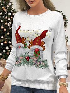 BERRYLOOK Round Neck Loose Casual Christmas Print Sweatshirt