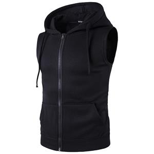 SaraMart 2020 spring and autumn men's hooded zipper pocket sweater vest vest jacket solid color hooded T