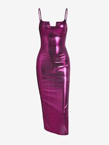 Zaful Metallic Sparkly Side Slit Bodycon Bustier Dress