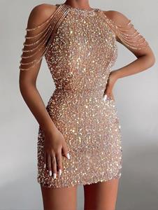 Zaful Sequined Chain Beads Party Vegas Dress