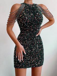 Zaful Sequined Chain Beads Party Vegas Dress