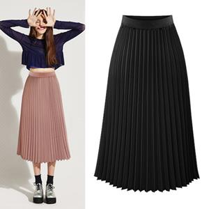 SaraMart Half-length skirt pleated skirt A-line skirt high waist is thin, and sweet summer European and American women's short skirt mid-length chiffon skirt