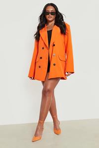 Boohoo Plus Oversized Contrasterende Blazer Met Knoop Detail, Orange