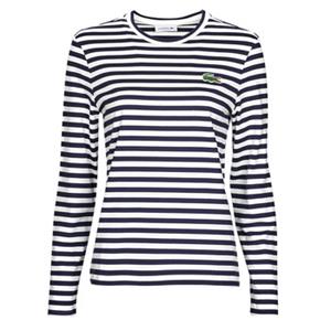 Lacoste Damen-T-Shirt aus gestreiftem Baumwolljersey - Black/White 