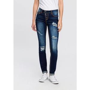 Arizona Slim fit jeans Met zichtbare, schuine knoopsluiting Mid waist