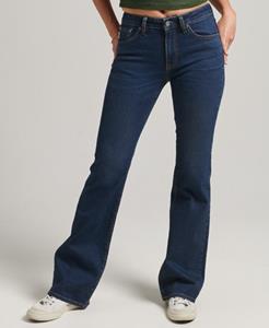 Superdry Female Slimfit Jeans met Middelhoge Taille en Wijduitlopende Pijpen Donkerblauw Grootte: 26/32