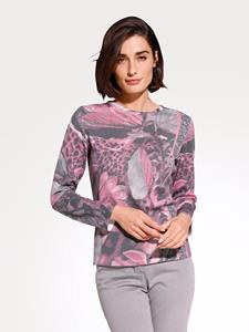Pullover mit platziertem Druck MONA Grau/Pink