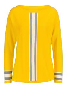 Your Look... for less! Dames Pullover met boothals geel/steengrijs gedessineerd Größe