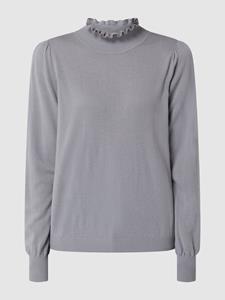 REPEAT cashmere Trui met opstaande ruches kraag van cashmere melange