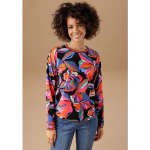 Aniston CASUAL Sweatshirt met kleurrijke, grafische bloemen gedessineerd - nieuwe collectie