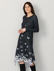 Jersey jurk met vlinderprint Paola Zwart/Wit