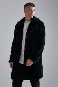 Boohoo Tall Faux Fur Overcoat, Black