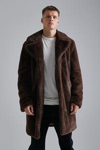 Boohoo Tall Faux Fur Overcoat, Chocolate