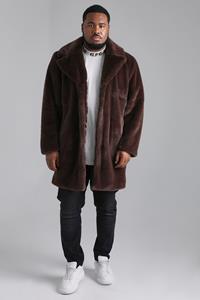 Boohoo Plus Faux Fur Overcoat, Chocolate