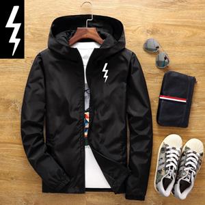 SaraMart Frühling und Herbst Herren Kapuzenjacke Schwarz Winddichtes Zipper Shirt Personalisierte Lightning Printed Plus Size 7XL Jacke