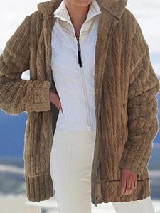 BERRYLOOK Casual Loose Sherpa Fleece Thermal Zip-Up Coat