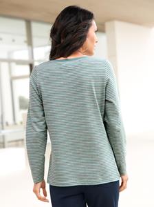 Shirt met lange mouwen in winterturquoise/grijs gestreept van heine