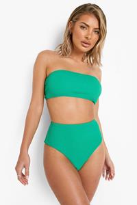 Boohoo Gekreukelde Bandeau Bikini Top, Green