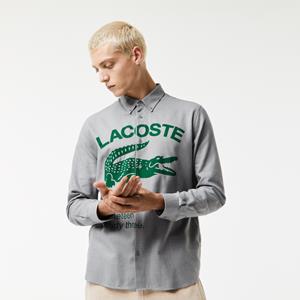 Lacoste Herren Regular Fit Hemd aus Baumwollflanell - Heidekraut Grau / Grün 