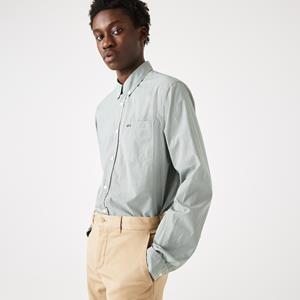 Lacoste Regular Fit Herren-Hemd aus karierter Baumwoll-Popeline - Weiß / Grün 