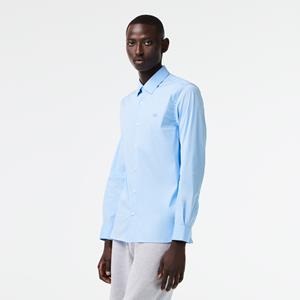 Lacoste Herren  Hemd aus Baumwoll-Popeline mit French-Kragen - Blau 