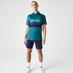 Lacoste Herren  Sport Trikolor Golf-Poloshirt - Grün / Lila / Navy Blau 