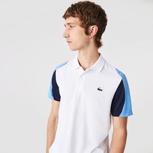 Lacoste Herren  Sport Tennis Poloshirt aus resistentem Piqué - Weiß / Blau / Navy Blau 