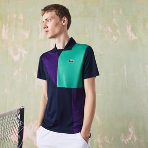 Lacoste Herren  Sport Tennis-Poloshirt aus ultra-Dry Piqué mit Colourblock - Navy Blau / Lila / Grün 