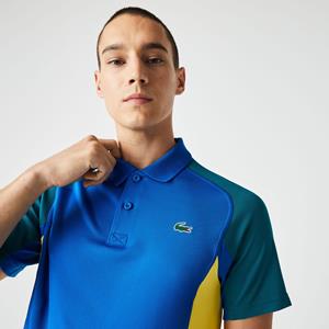 Lacoste Thermoregulierendes Herren Tennis-Poloshirt aus Piqué  Sport - Blau / Grün / Blau / Gelb 