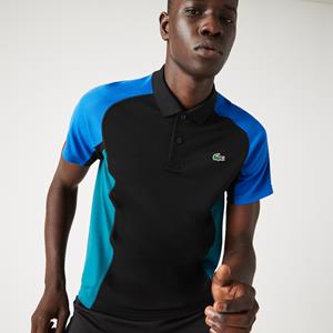 Lacoste Thermoregulierendes Herren Tennis-Poloshirt aus Piqué  Sport - Schwarz / Blau / Schwarz / Grün 