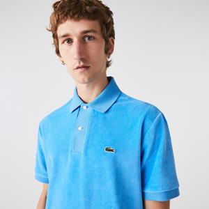 Lacoste Herren  Classic Fit Poloshirt aus Baumwoll-Samt - Blau 