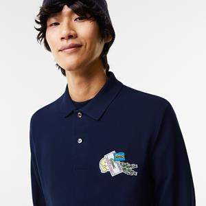 Lacoste Herren  Poloshirt mit Krokodil Aufnäher - Navy Blau 