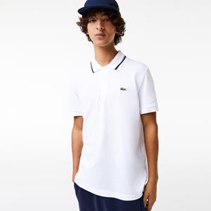 Lacoste Herren  Poloshirt mit gesteiftem Kragen aus Petit Piqué - Weiß 