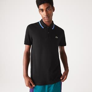 Lacoste Herren  Poloshirt mit gesteiftem Kragen aus Petit Piqué - Schwarz 