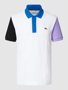 Lacoste Herren-Poloshirt aus Baumwoll-Petit-Piqué mit Colorblock - Weiß / Schwarz / Lila / Blau 