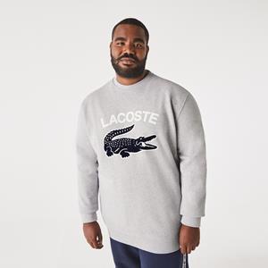 Lacoste Herren  Sweatshirt mit Krokodil-Aufdruck – Übergröße - Heidekraut Grau 