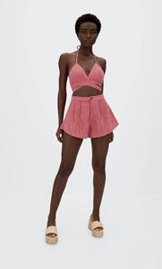 Stradivarius Fließende Shorts Mit Vichykaros Fuchsia L