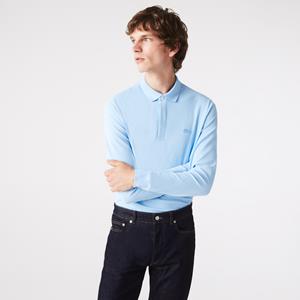 Lacoste Regular Fit Langärmeliges Herren  Paris Polo aus Stretch-Baumwollpiqué - Blau 