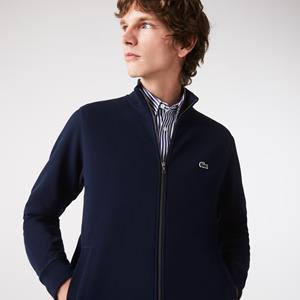 Lacoste Herren-Sweatshirt aus Piqué-Fleece mit Stehkragen und Reißverschluss - Navy Blau 