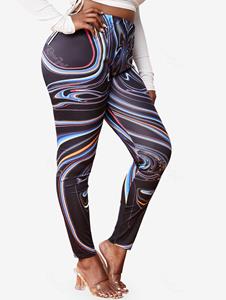 Rosegal Plus Size Abstract Print High Waisted Skinny Leggings