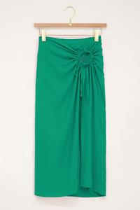 My jewellery Groene midi rok met open strik detail