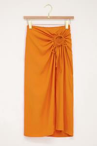 My jewellery Oranje midi rok met open strik detail