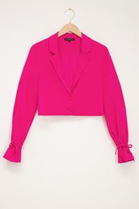 My jewellery Roze linnen look blazer cropped