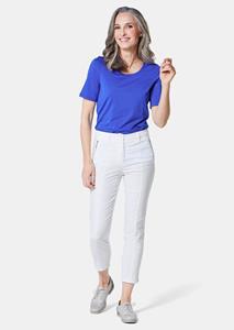 Goldner Fashion Elastische broek met extra stiksels - wit 